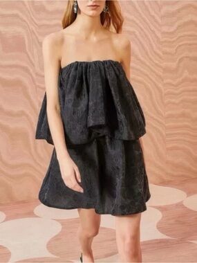 Ulla Johnson Oui dress Black Strapless Layered Mini Skirt